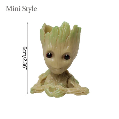 Groot Tree Man Miniature Figurine 5cm – Adorable Galaxy Guardian Desk Ornament, Succulent Planter, Pop Culture Home Decor Gift