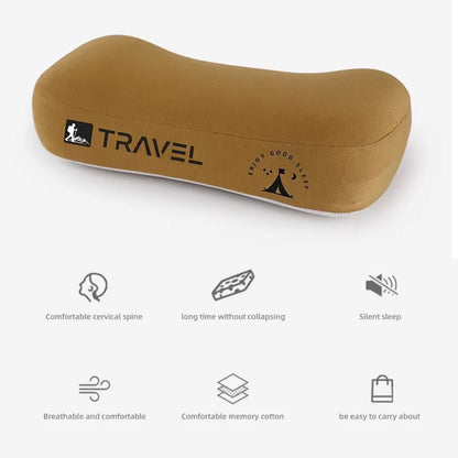 Memory Foam Travel & Camping Pillow – Portable Cervical Neck Support, 43x25x12cm