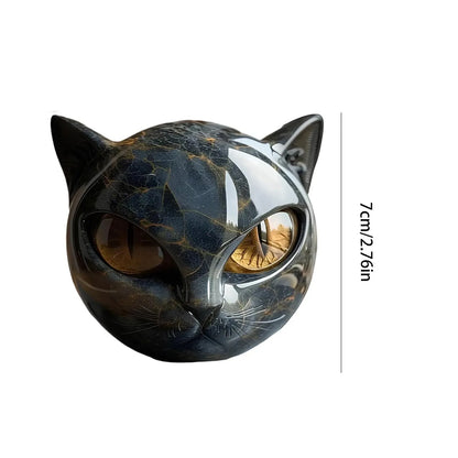 Black Cat Marble Resin Figurine 8x8cm – Mystical Healing Stone Ornament, Luxury Halloween Decor, Cat Lover Keepsake Gift