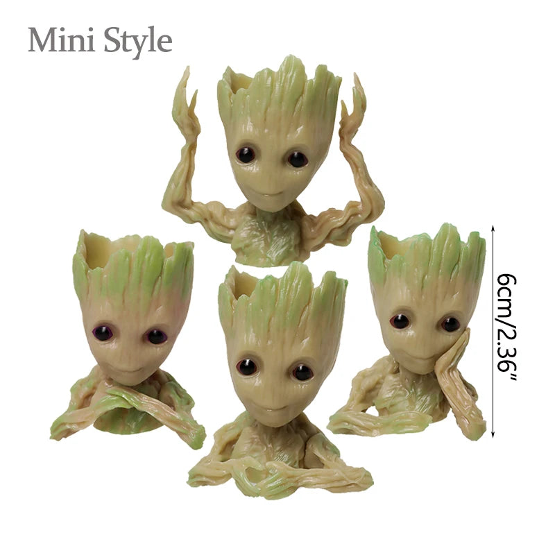 Groot Tree Man Miniature Figurine 5cm – Adorable Galaxy Guardian Desk Ornament, Succulent Planter, Pop Culture Home Decor Gift