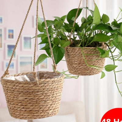 Hanging Planter Basket | Jute Rope Woven Plant Hanger for Indoor & Outdoor Decor