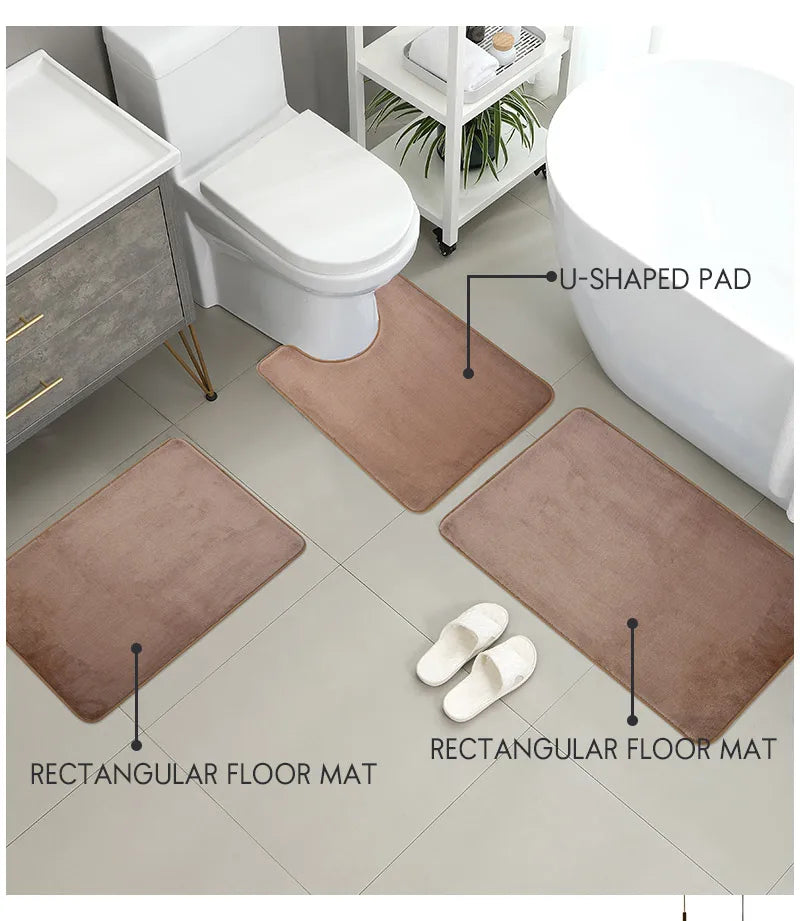 3-Piece Microfiber Bathroom Mat Set – Non-Slip, Absorbent Bath, Toilet & Shower Mats