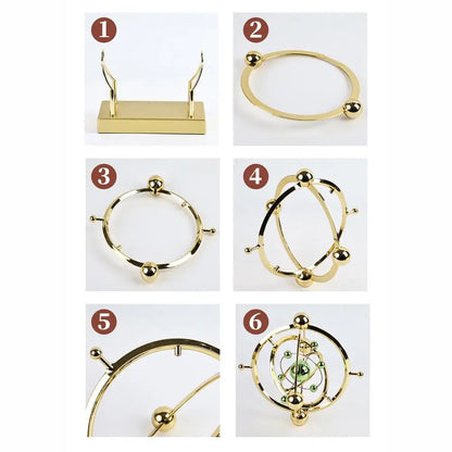 Celestial Orbit Pendulum Perpetual Motion Machine 22.9x22.5cm – Hypnotic Kinetic Art, Rotating Astronomy Sculpture, Desk Decor Gift