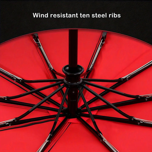 Double Layer Windproof Auto Open & Close Umbrella – 10-Rib Triple Fold