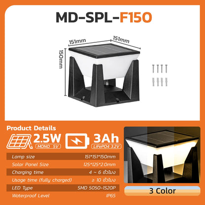Solar Post Light with 3 Color Modes – IP65 Waterproof LED Pillar Lamp for Garden, Yard & Pathway, Auto On/Off