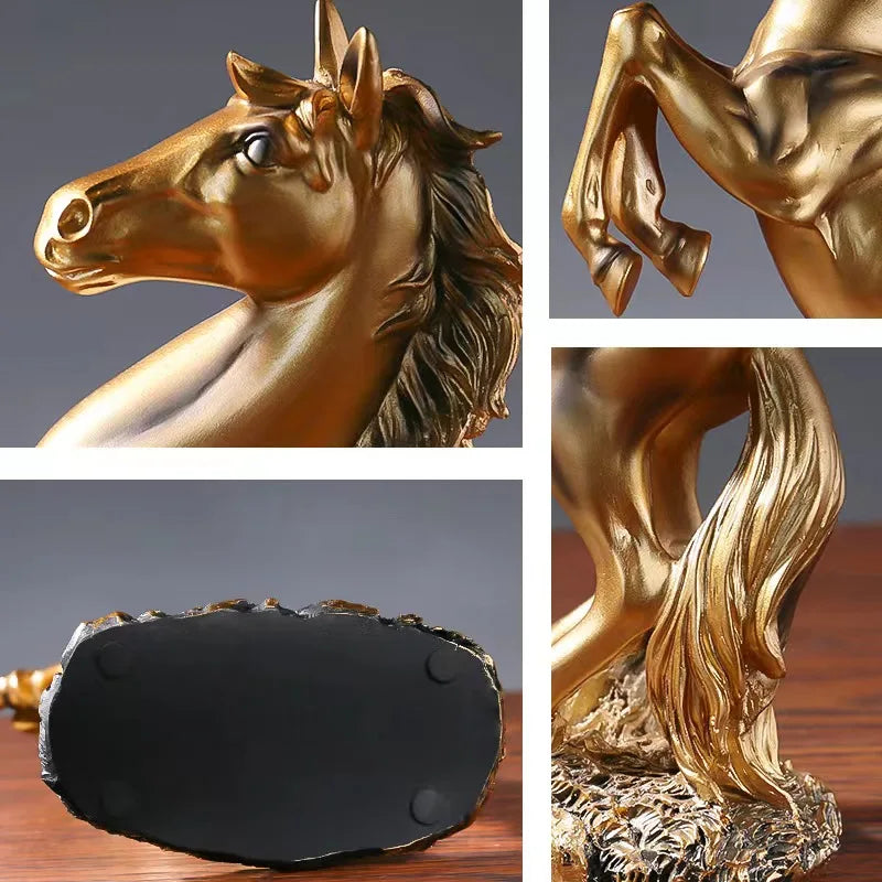 European Victory Horse Statue 640g – Galloping Animal Figurine, Luxury Living Room Decor, Office Desktop Gift
