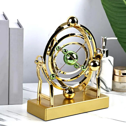 Celestial Orbit Pendulum Perpetual Motion Machine 22.9x22.5cm – Hypnotic Kinetic Art, Rotating Astronomy Sculpture, Desk Decor Gift