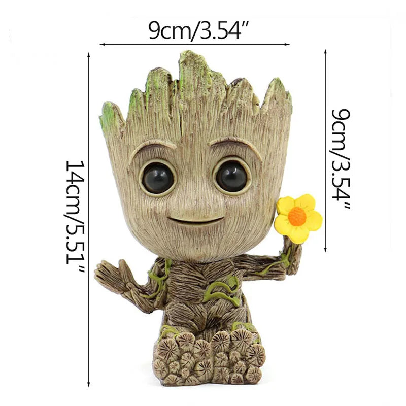 Groot Tree Man Miniature Figurine 5cm – Adorable Galaxy Guardian Desk Ornament, Succulent Planter, Pop Culture Home Decor Gift
