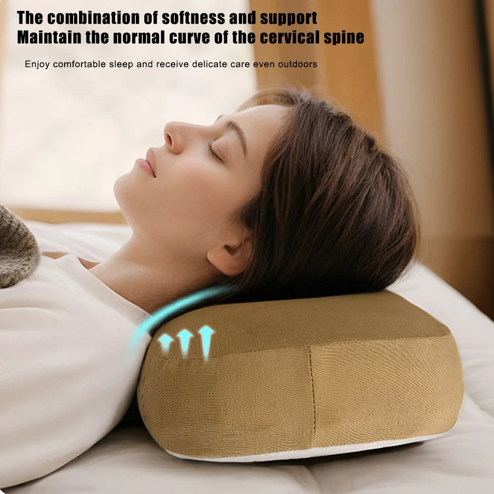 Memory Foam Travel & Camping Pillow – Portable Cervical Neck Support, 43x25x12cm