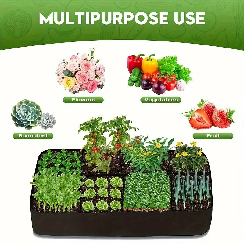 Extra Large 8-Grid Elevated Garden Bed | Durable Raised Planting Box for Vegetables & Flowers