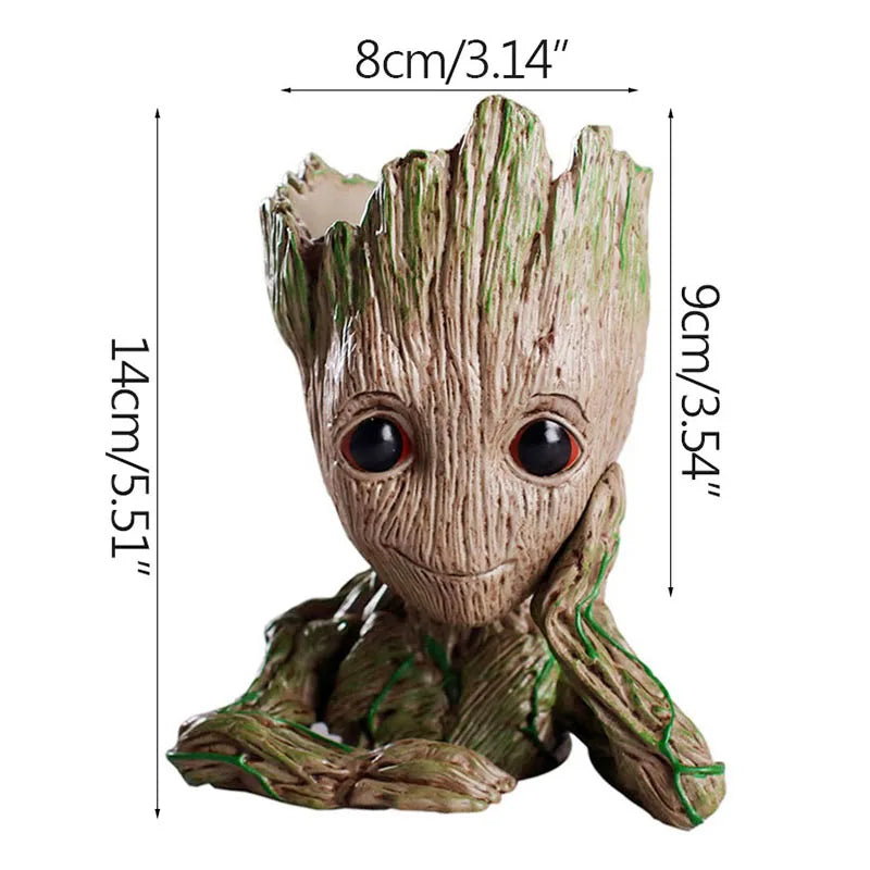 Groot Tree Man Miniature Figurine 5cm – Adorable Galaxy Guardian Desk Ornament, Succulent Planter, Pop Culture Home Decor Gift