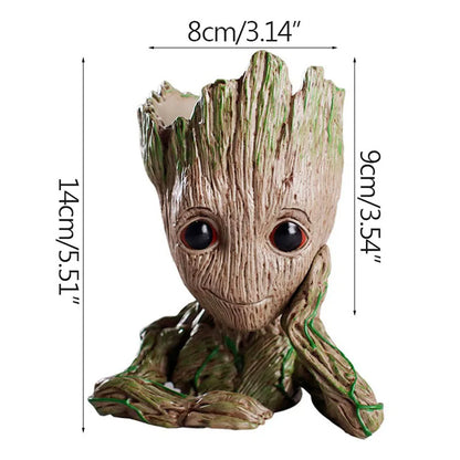 Groot Tree Man Miniature Figurine 5cm – Adorable Galaxy Guardian Desk Ornament, Succulent Planter, Pop Culture Home Decor Gift