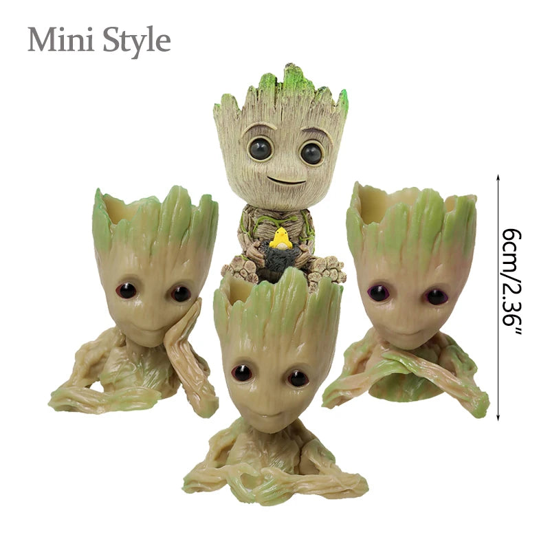 Groot Tree Man Miniature Figurine 5cm – Adorable Galaxy Guardian Desk Ornament, Succulent Planter, Pop Culture Home Decor Gift