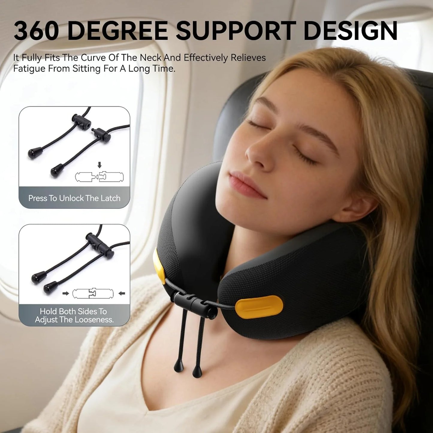 Memory Foam U-Shape Travel Neck Pillow – Portable Support for Airplane, Office & Home