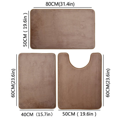 3-Piece Microfiber Bathroom Mat Set – Non-Slip, Absorbent Bath, Toilet & Shower Mats