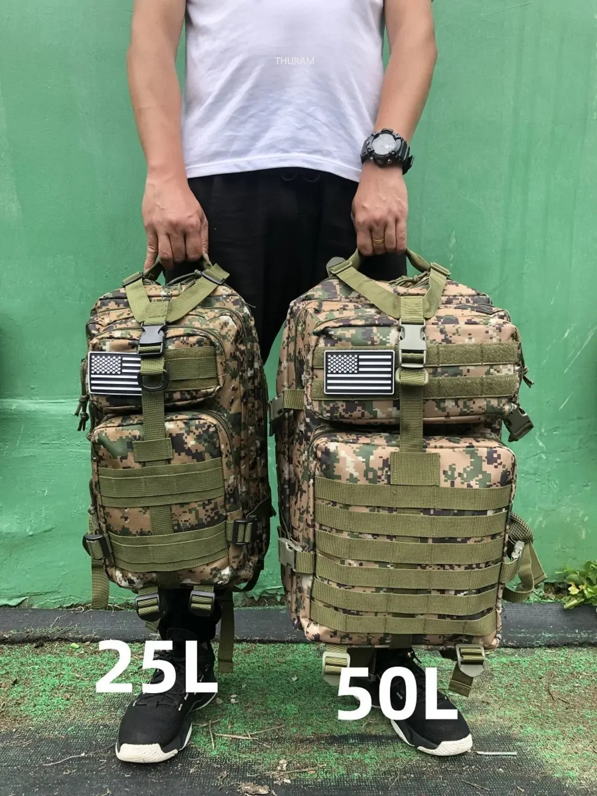 Tactical Nylon Backpack 25L / 50L – Waterproof MOLLE Rucksack for Hiking, Camping, Hunting & Outdoor Adventures