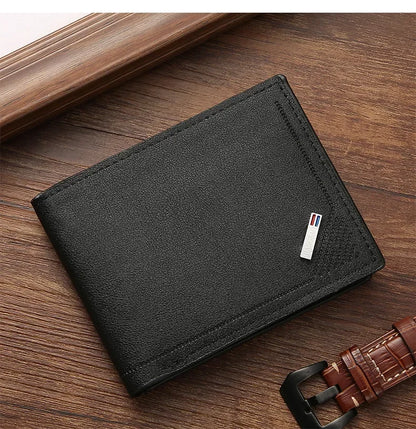 Men's Minimalist PU Leather Bifold Wallet 11.5x9cm – Slim Foldable Card Holder, Everyday Carry Essential, Unisex Gift