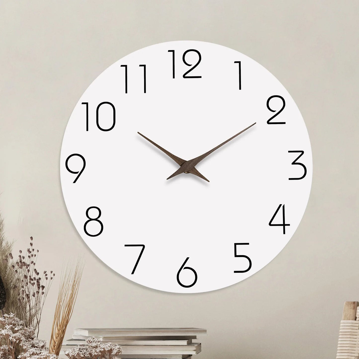 Silent Wooden Wall Clock – Modern Minimalist Quartz Clock for Living Room, Bedroom & Kitchen, 10–16 Inch
