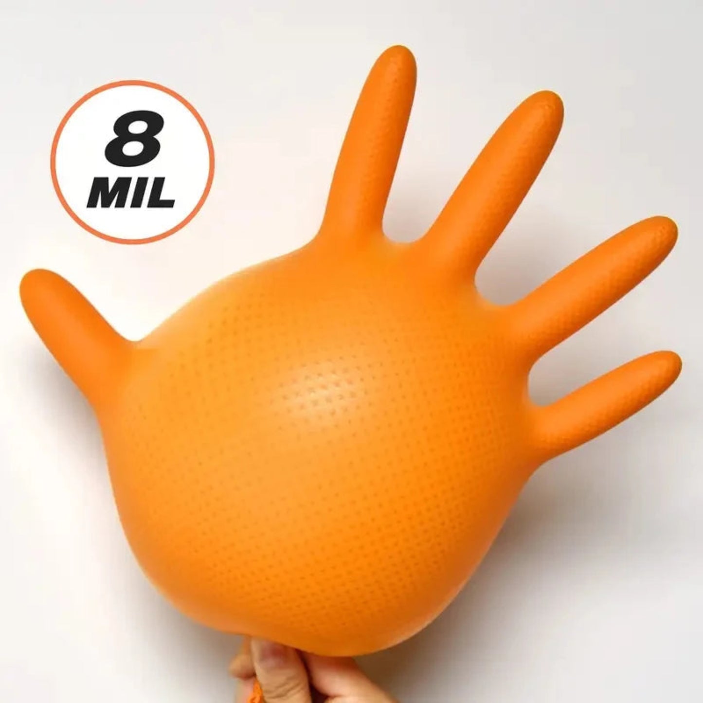 Heavy Duty Orange Nitrile Gloves - 10, 30, 50 pack - Diamond Textured Grip for Mechanic, Industrial & Work Use