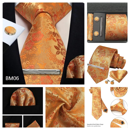 Silk Paisley Necktie Gift Set – Tie, Pocket Square, Cufflinks & Clip