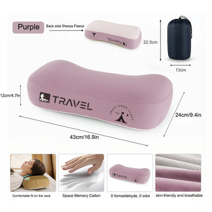 Memory Foam Travel & Camping Pillow – Portable Cervical Neck Support, 43x25x12cm