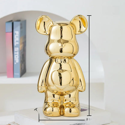 Nordic Ceramic Bear Brick Figurine 17/27cm – Aesthetic Teddy Bear Sculpture, Living Room Shelf Decor, Unique Home Gift