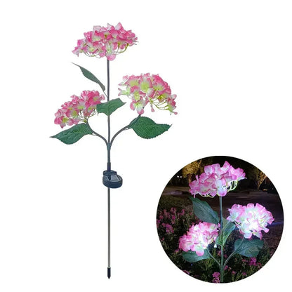 Hydrangea Solar Garden Lamp – 3-Head Outdoor Flower Light