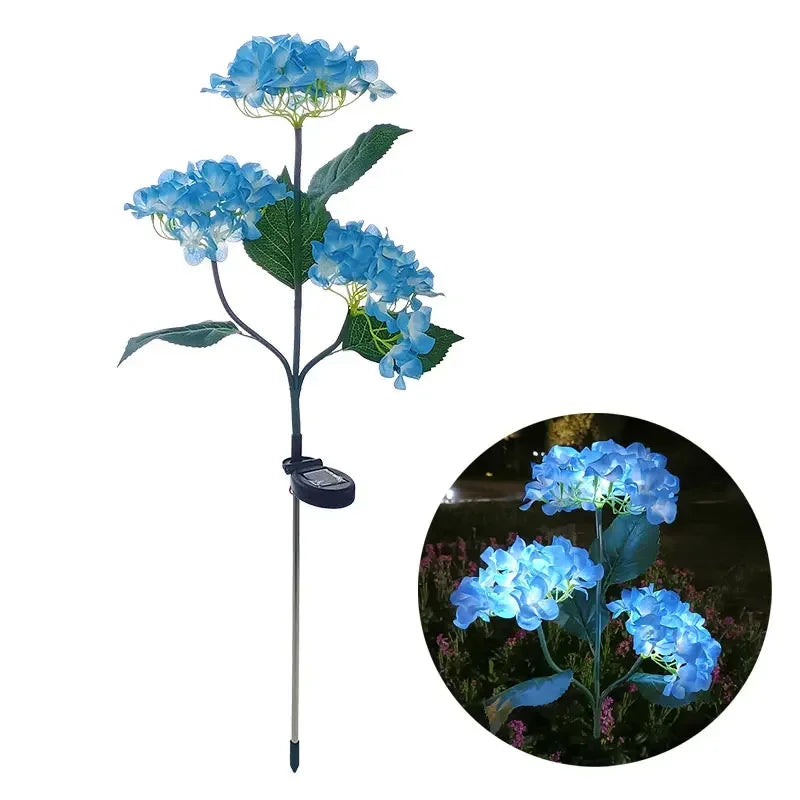 Hydrangea Solar Garden Lamp – 3-Head Outdoor Flower Light