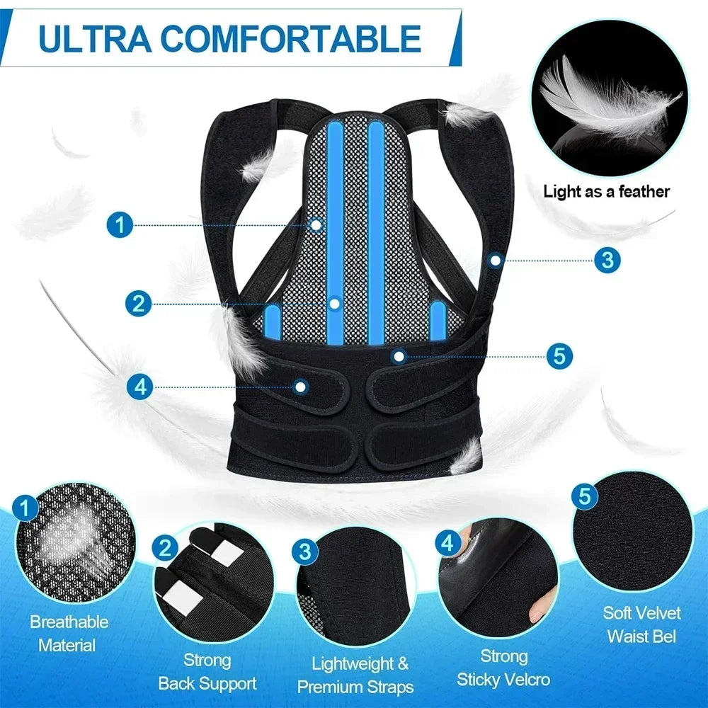 Full Back Posture Corrector and Spinal Support Brace
