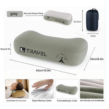 Memory Foam Travel & Camping Pillow – Portable Cervical Neck Support, 43x25x12cm