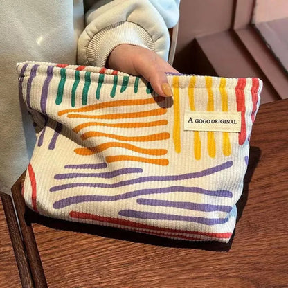 Corduroy Makeup Bag with Zipper