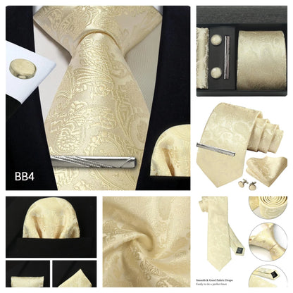 Silk Paisley Necktie Gift Set – Tie, Pocket Square, Cufflinks & Clip