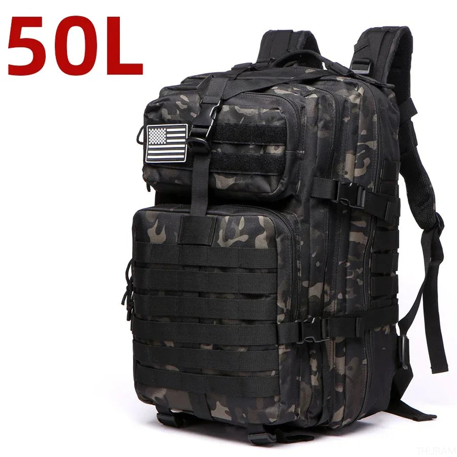 Tactical Nylon Backpack 25L / 50L – Waterproof MOLLE Rucksack for Hiking, Camping, Hunting & Outdoor Adventures