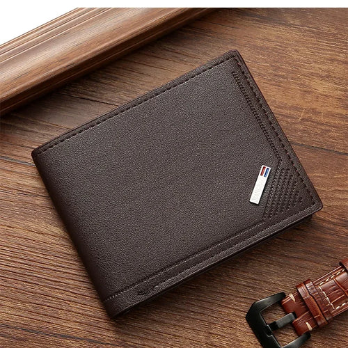 Men's Minimalist PU Leather Bifold Wallet 11.5x9cm – Slim Foldable Card Holder, Everyday Carry Essential, Unisex Gift