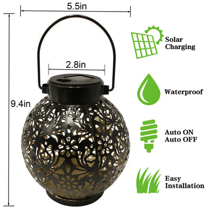 Solar Iron Art Garden Hanging Light, Waterproof LED