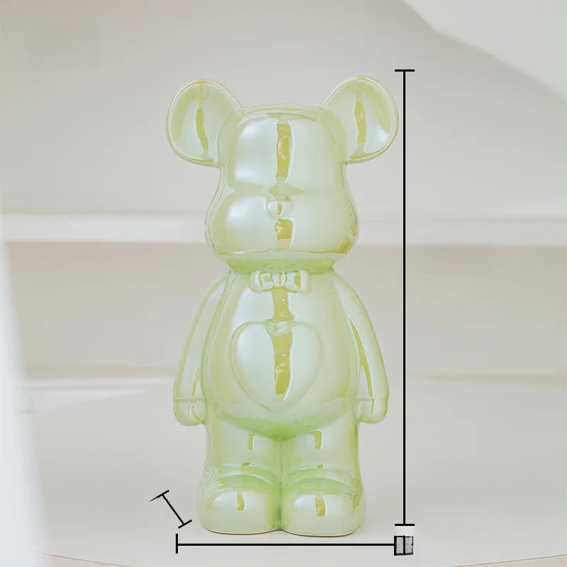 Nordic Ceramic Bear Brick Figurine 17/27cm – Aesthetic Teddy Bear Sculpture, Living Room Shelf Decor, Unique Home Gift
