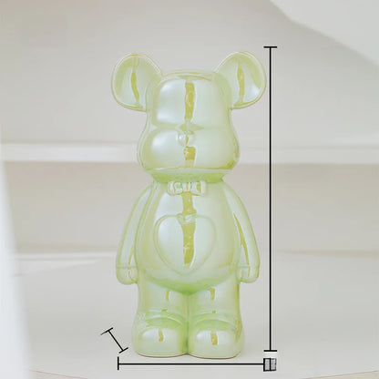 Nordic Ceramic Bear Brick Figurine 17/27cm – Aesthetic Teddy Bear Sculpture, Living Room Shelf Decor, Unique Home Gift