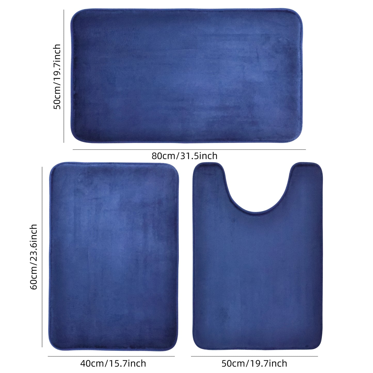 3-Piece Microfiber Bathroom Mat Set – Non-Slip, Absorbent Bath, Toilet & Shower Mats