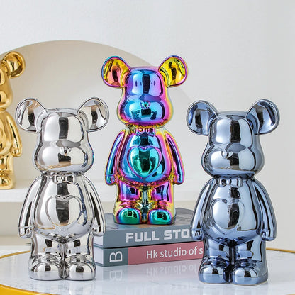 Nordic Ceramic Bear Brick Figurine 17/27cm – Aesthetic Teddy Bear Sculpture, Living Room Shelf Decor, Unique Home Gift