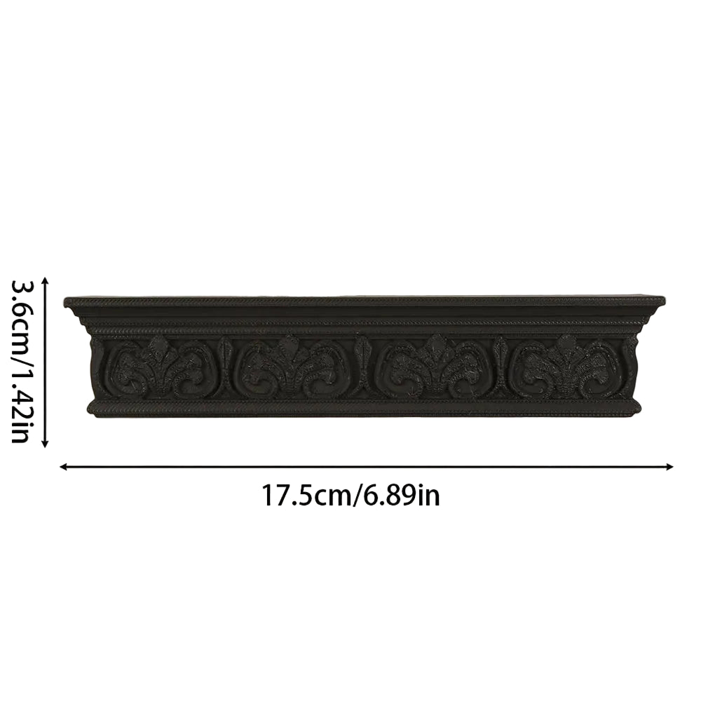 Gothic Long Strip Wall Shelf – Retro Carved Floating Wall Mounted Rack for Dark-Style Home Decor & Storage