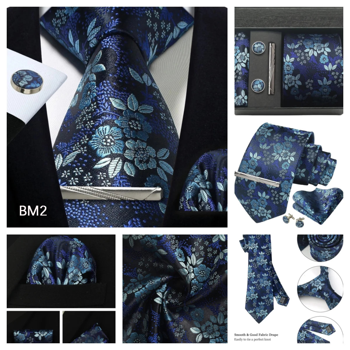 Silk Paisley Necktie Gift Set – Tie, Pocket Square, Cufflinks & Clip