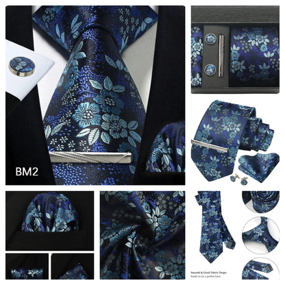Silk Paisley Necktie Gift Set – Tie, Pocket Square, Cufflinks & Clip