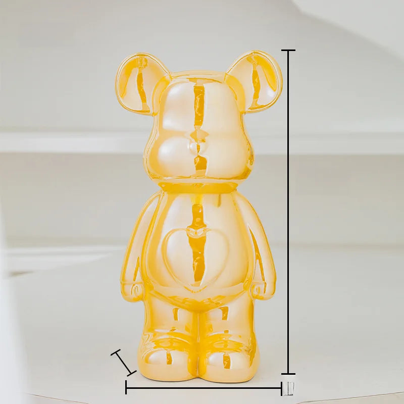 Nordic Ceramic Bear Brick Figurine 17/27cm – Aesthetic Teddy Bear Sculpture, Living Room Shelf Decor, Unique Home Gift