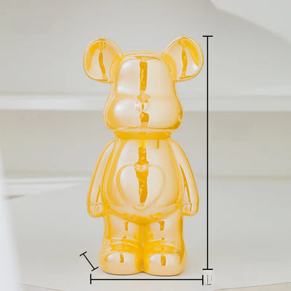 Nordic Ceramic Bear Brick Figurine 17/27cm – Aesthetic Teddy Bear Sculpture, Living Room Shelf Decor, Unique Home Gift