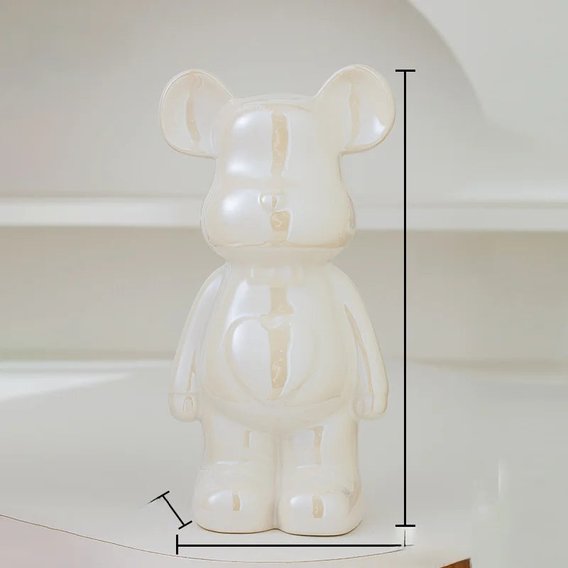 Nordic Ceramic Bear Brick Figurine 17/27cm – Aesthetic Teddy Bear Sculpture, Living Room Shelf Decor, Unique Home Gift