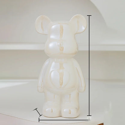 Nordic Ceramic Bear Brick Figurine 17/27cm – Aesthetic Teddy Bear Sculpture, Living Room Shelf Decor, Unique Home Gift