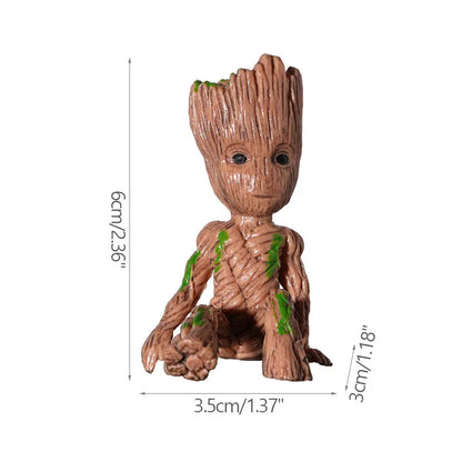 Groot Tree Man Miniature Figurine 5cm – Adorable Galaxy Guardian Desk Ornament, Succulent Planter, Pop Culture Home Decor Gift
