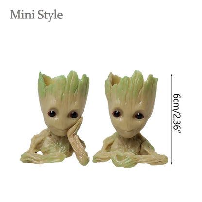 Groot Tree Man Miniature Figurine 5cm – Adorable Galaxy Guardian Desk Ornament, Succulent Planter, Pop Culture Home Decor Gift
