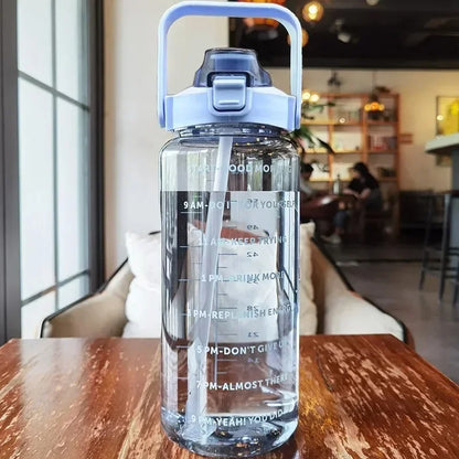 2L Motivational Water Bottle with Straw & Time Markers