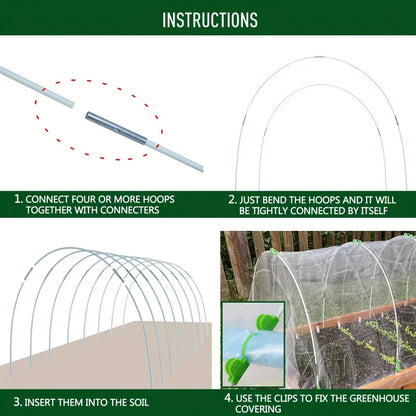 25pcs Rust-Proof Fiberglass Garden Hoops | DIY Grow Tunnel Support Frame for Raised Beds & Garden Fabric
